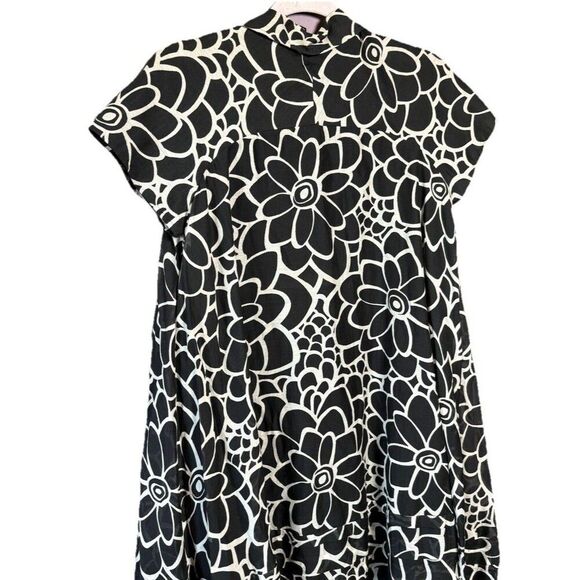 Tara Jarmon Floral Print Mini Dress Women’s Size US 8 EU 40 Cotton Blend Black - Picture 8 of 12